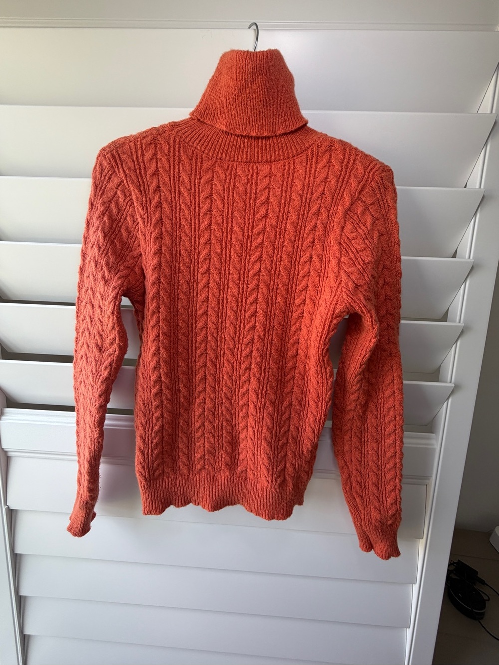 Women's Cable Knit Turtleneck Sweater - Orange